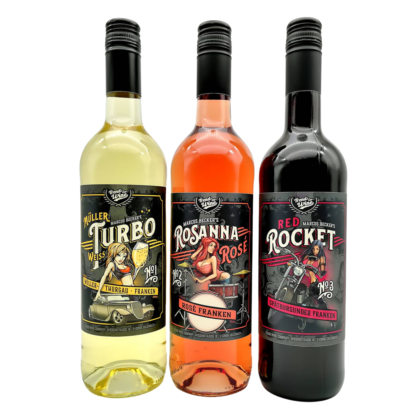 TrendWine Starter Paket - 3 Flaschen Wein (Müller Turbo, Rosanna Rosé, Red Rocket)