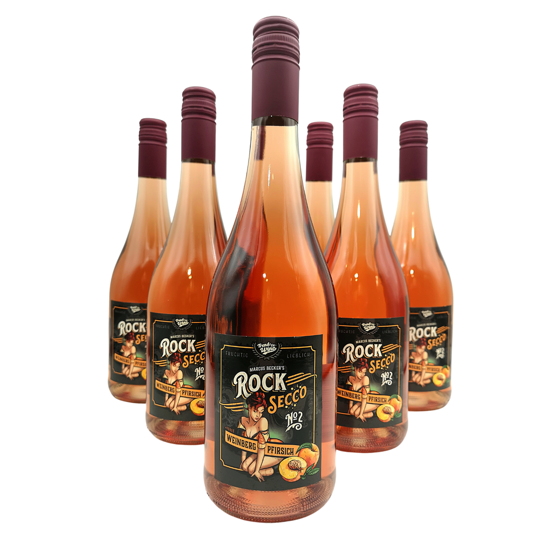 Secco Weinbergpfirsich Sparpaket - 6 Flaschen RockSecco (6 x 0,75l)