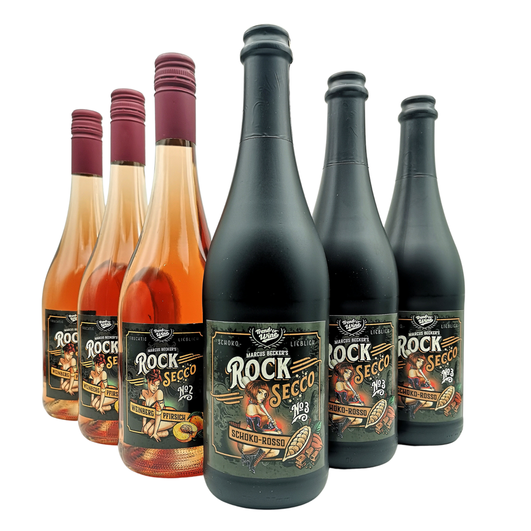 Aktion: Secco Mixpaket RockSecco - je 3 Flaschen Schoko und Weinbergpfirsich (6 x 0,75l)