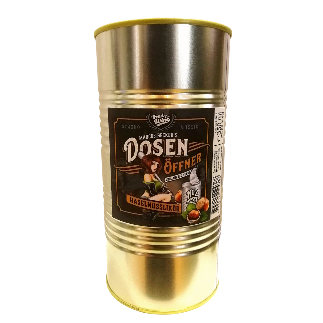 Dosenöffner Haselnuss-Likör - 0,35l Flasche in der Geschenkdose (20% vol.)