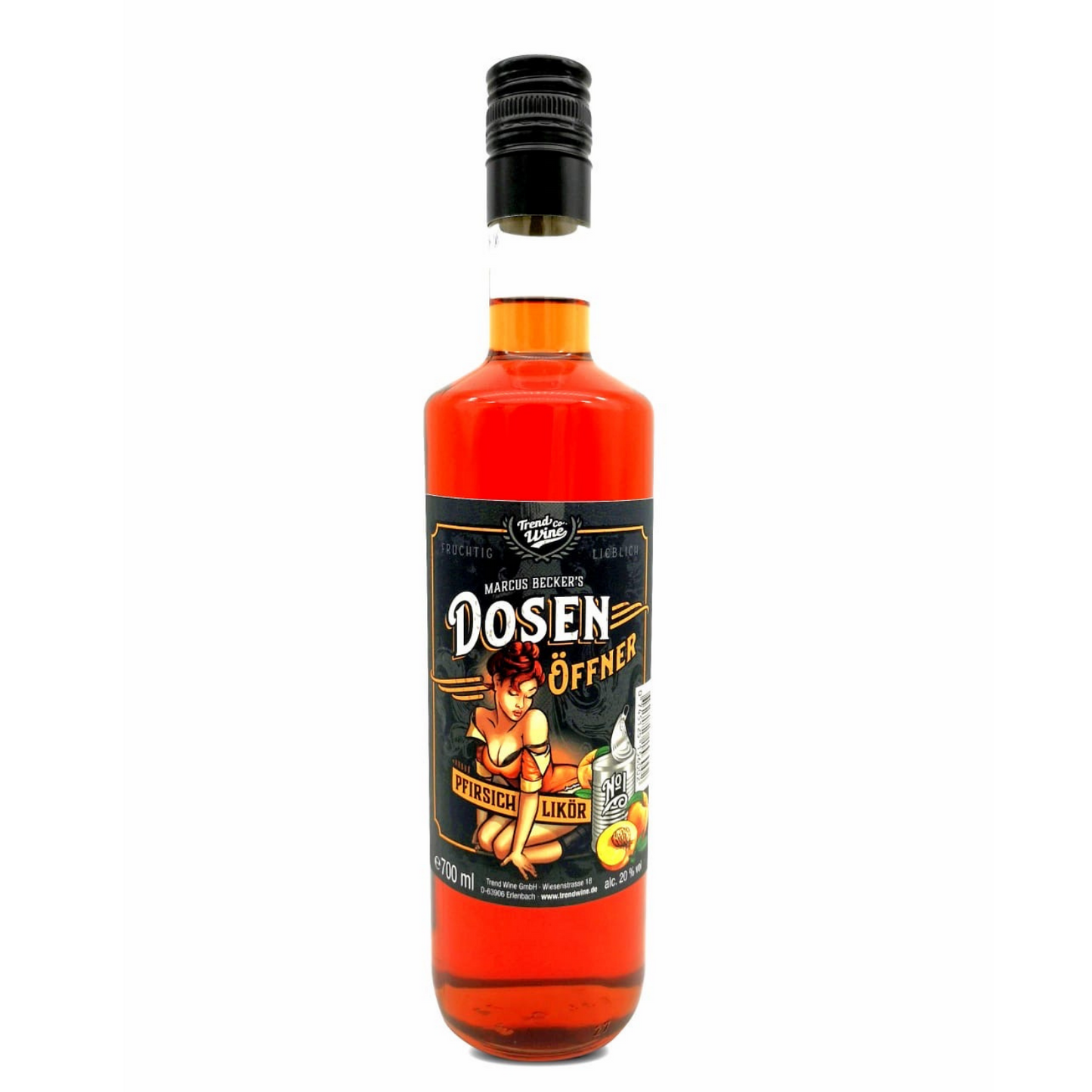 Pfirsich Profi Paket: Dosenöffner Pfirsich-Likör (0,35l Flasche mit Dose + 0,7l Flasche plus 20x2cl Shots)
