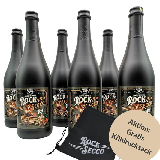 Aktionspaket Secco Schoko-Rosso - 6 Flaschen RockSecco plus Kühlrucksack