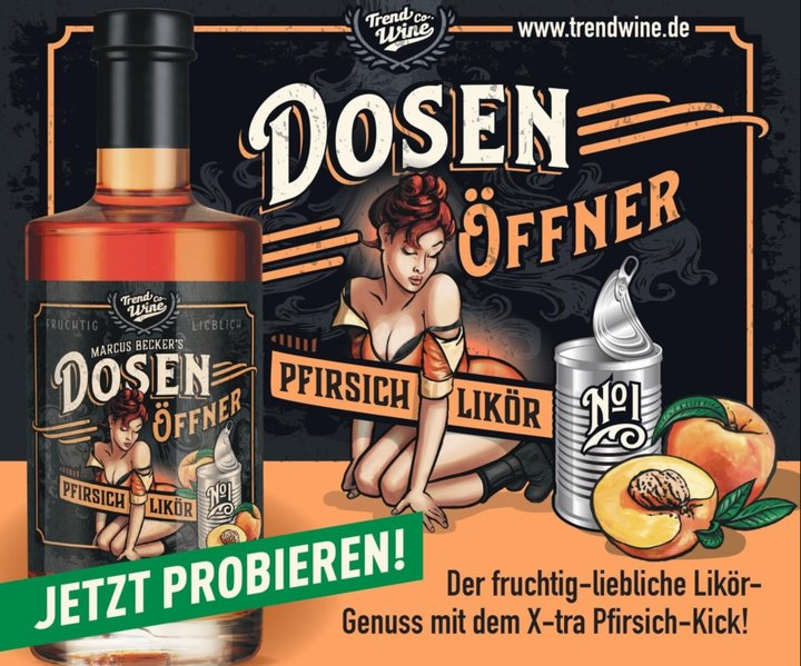 Likör Duo klein: Dosenöffner Haselnuss und Pfirsich-Likör  (je 0,35l Flasche)